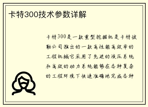 卡特300技术参数详解